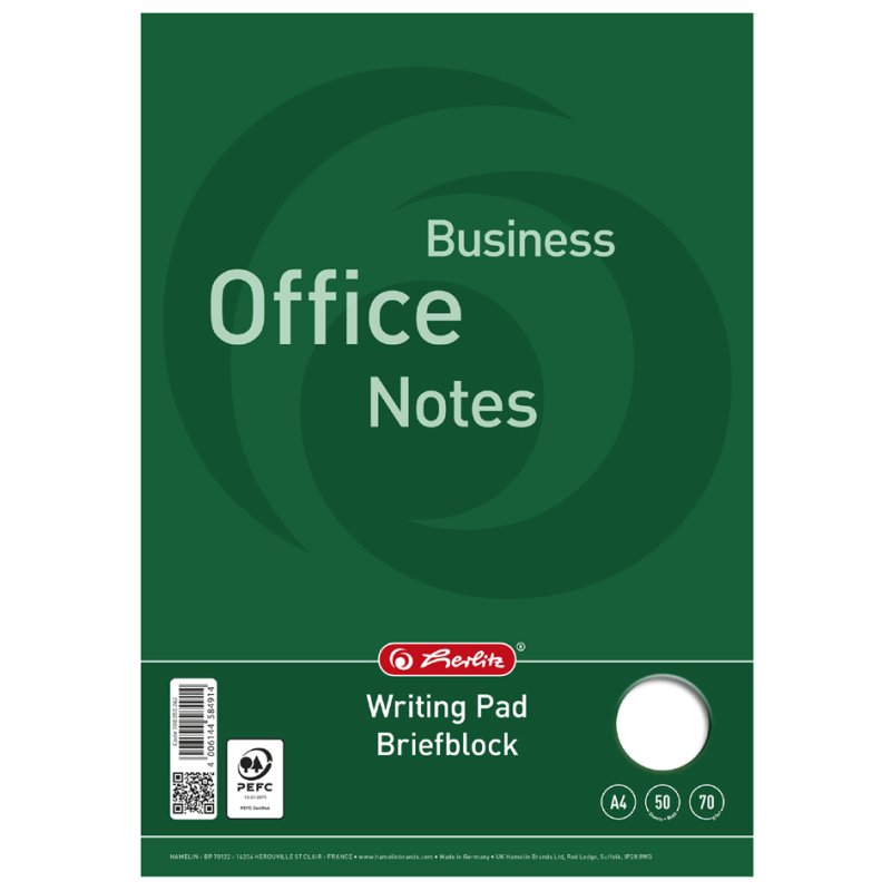 herlitz LANDRÉ briefblok Business Office Notes A4, geruit, 50 vel