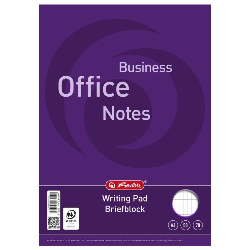herlitz LANDRÉ briefblok Business Office Notes A4, geruit, 50 vel