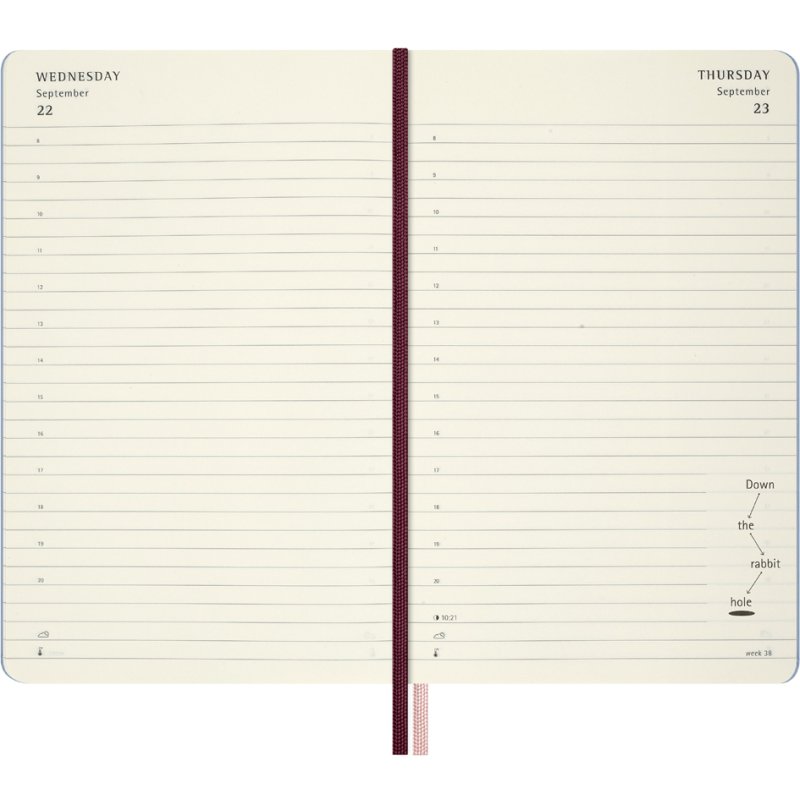 Moleskine agenda Alice in Wonderland 2027, couverture rigide, 130x210 mm, motif lapin blanc