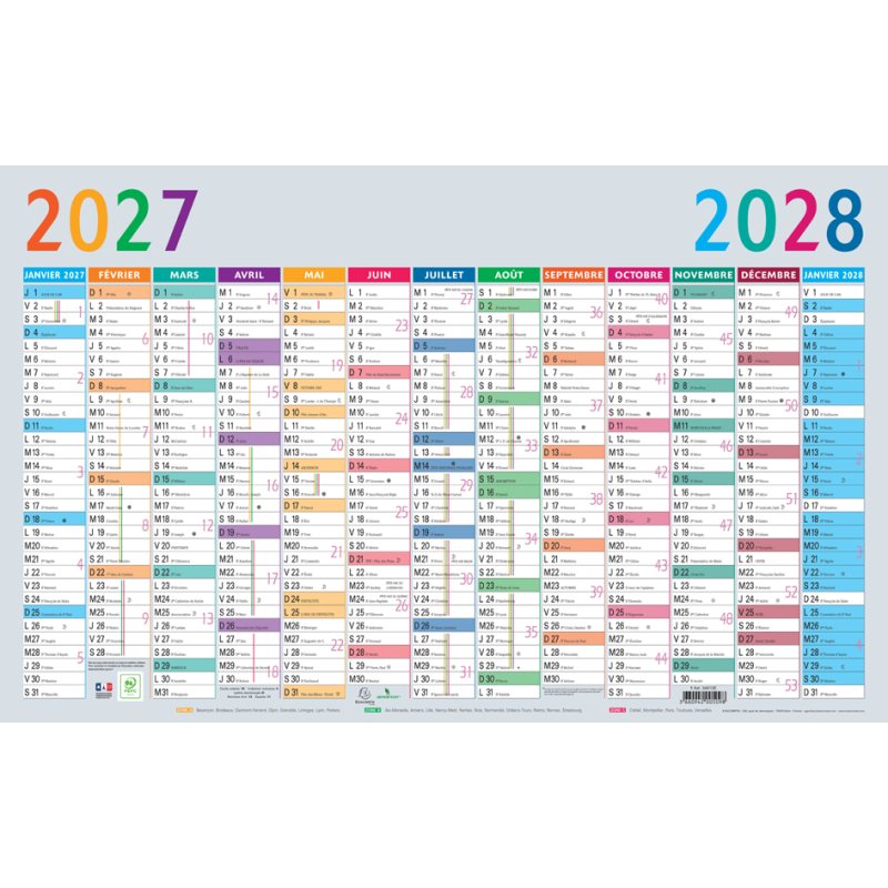 EXACOMPTA Multicolore 2027 calendar, 650 x 405 mm, 13 months