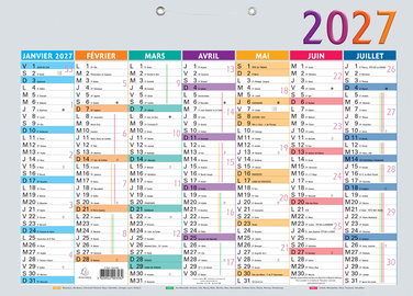 EXACOMPTA kalender Multicolore 2027, 550 x 405 mm, 7 maanden per zijde