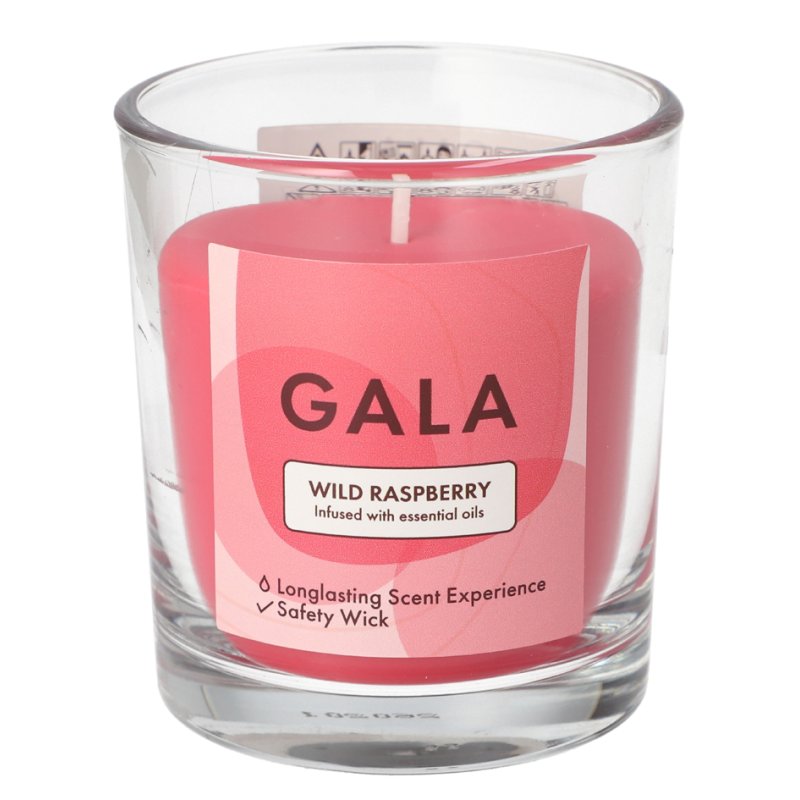 GALA bougie parfumée Wild Raspberry, parfum de framboise, paraffine avec huile de palme, 70 mm