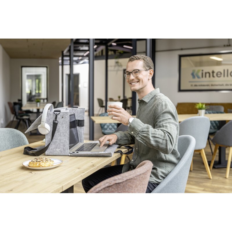 sigel Desk Sharing Bag, synthetisch vilt, geschikt voor laptops tot 16", donkergrijs