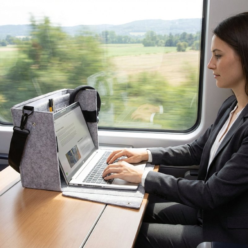 sigel Desk Sharing Bag, synthetisch vilt, geschikt voor laptops tot 16", donkergrijs