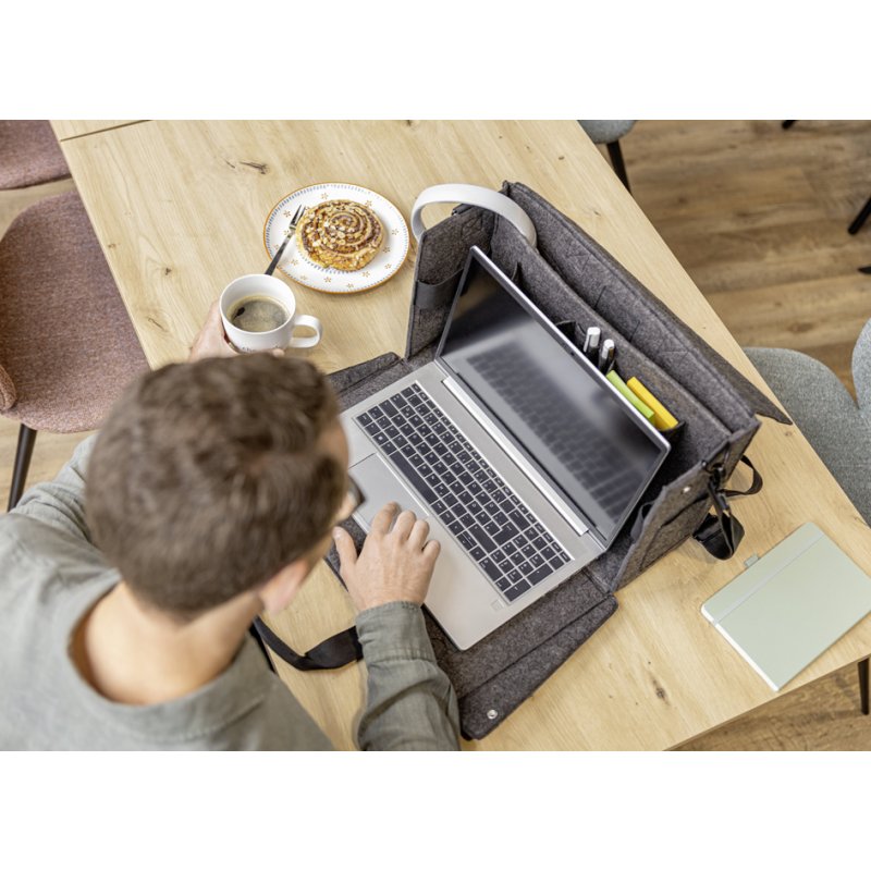 sigel Desk Sharing Bag, synthetisch vilt, geschikt voor laptops tot 16", donkergrijs