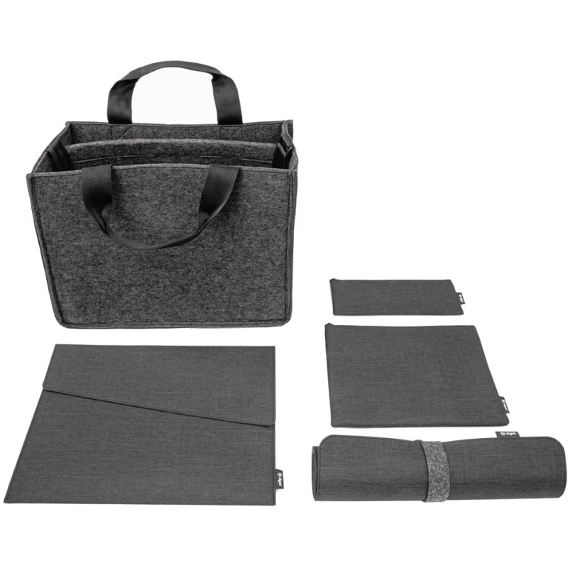 sigel Starter Bundle, light grey, 5-piece, felt bag with laptop sleeve and organiser set