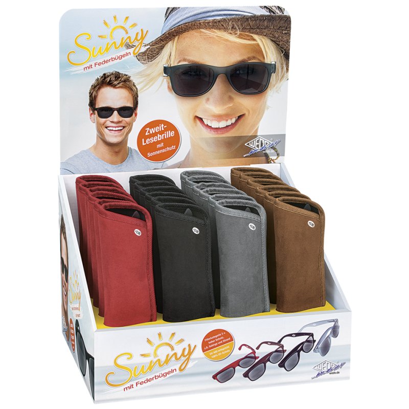 WEDO lunettes de lecture Sunny, assortiment coloré, présentoir 24 pièces