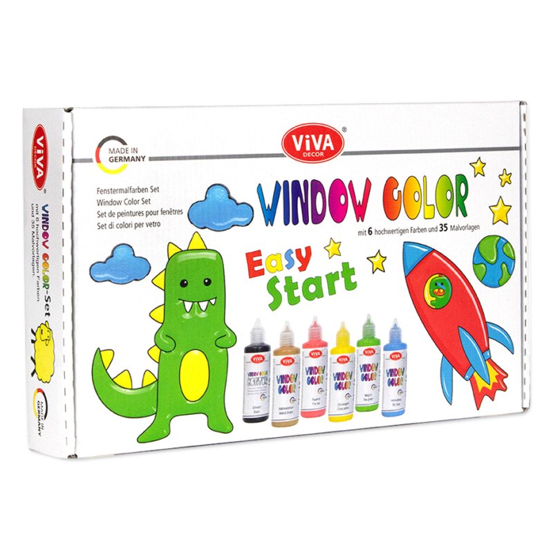 ViVA DECOR Viva KIDS Window Color Set Easy Start, 6x80ml contours, 35 motifs
