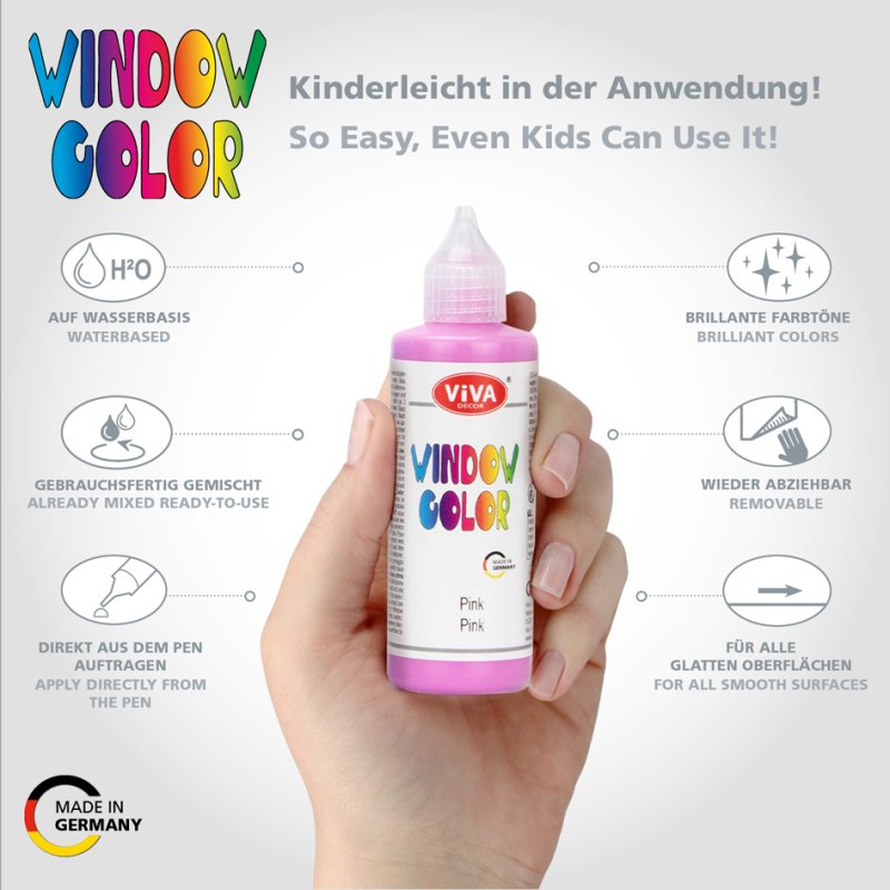 ViVA DECOR Viva KIDS Window Color Set Easy Start, 6x80ml outlines, 35 motifs