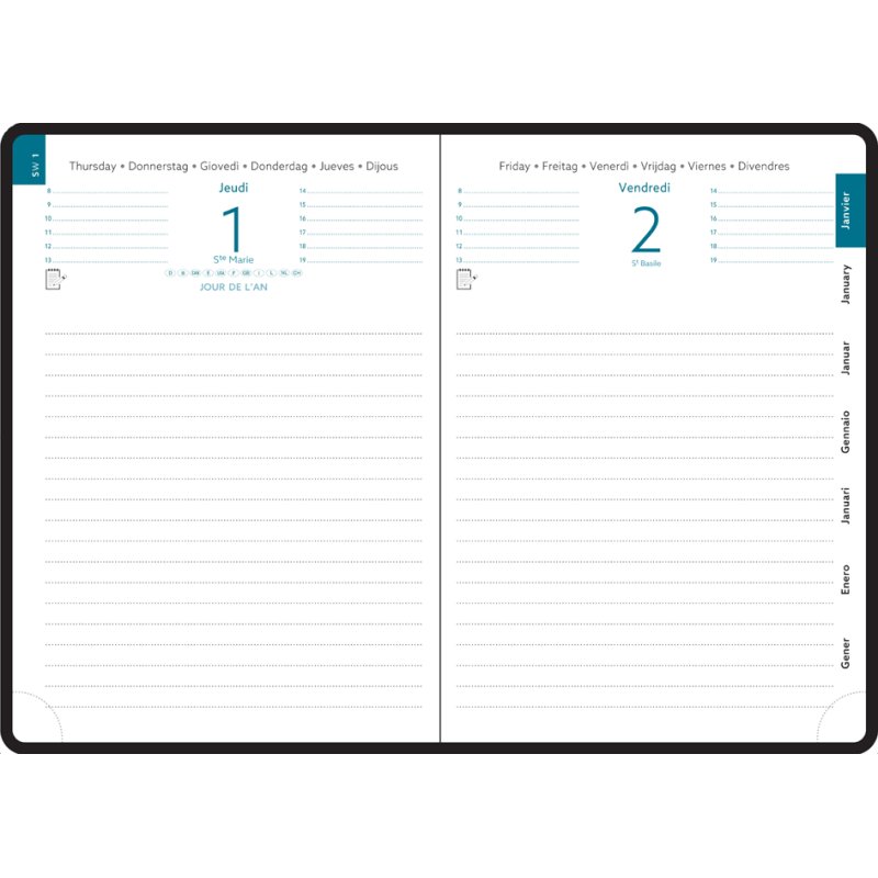 EXACOMPTA pocket agenda EasyDay 17, 120 x 170 mm, 1 day per page, pack of 5