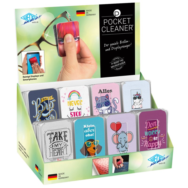 WEDO eyeglass cleaning cloth PocketCleaner, microfibre cloth, 32 pieces display