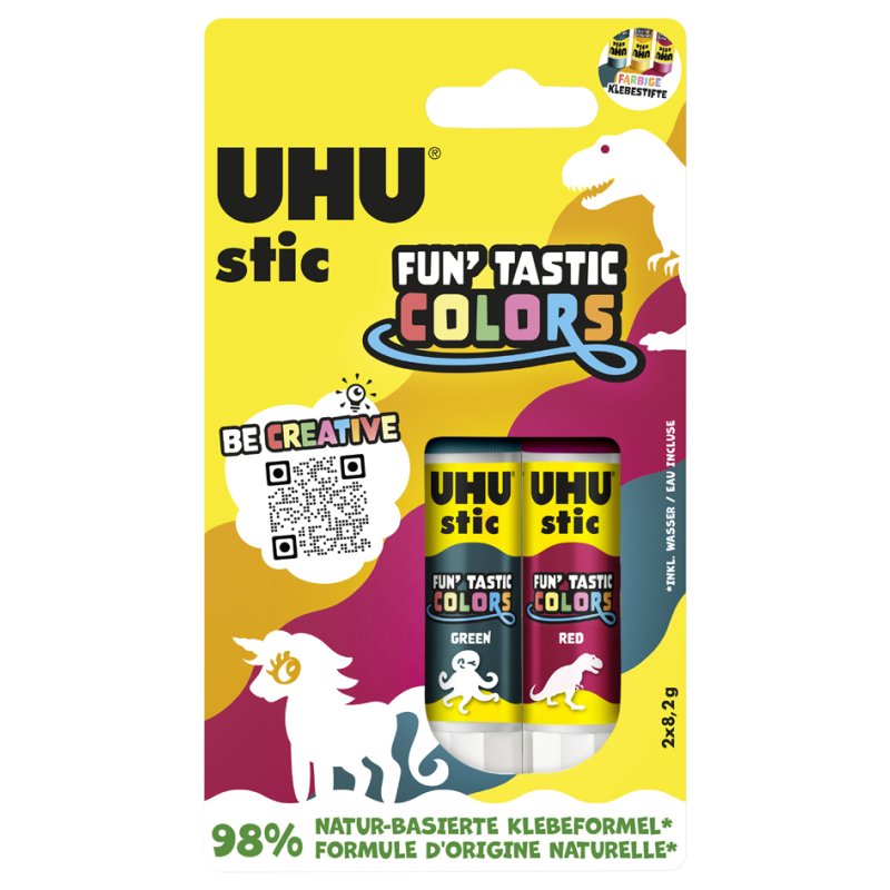UHU plakstift stic FUN, gesorteerde kleuren, 2×8,2 g