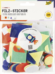 folia feutre figures autocollantes, 254 pièces, blanc/jaune/orange/bleu/menthe, 10-50 mm