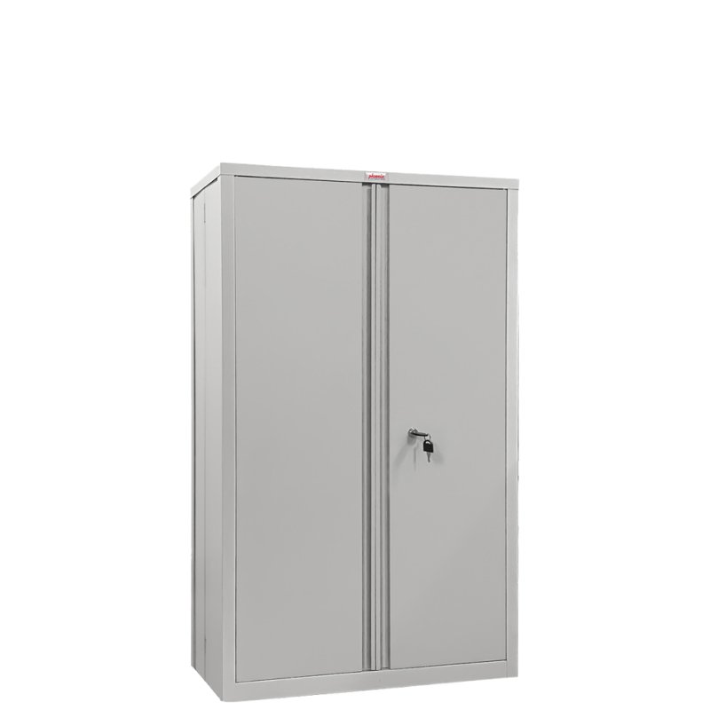 Phoenix armoire d'archivage acier pliable, 4 tablettes, verrouillable, gris clair
