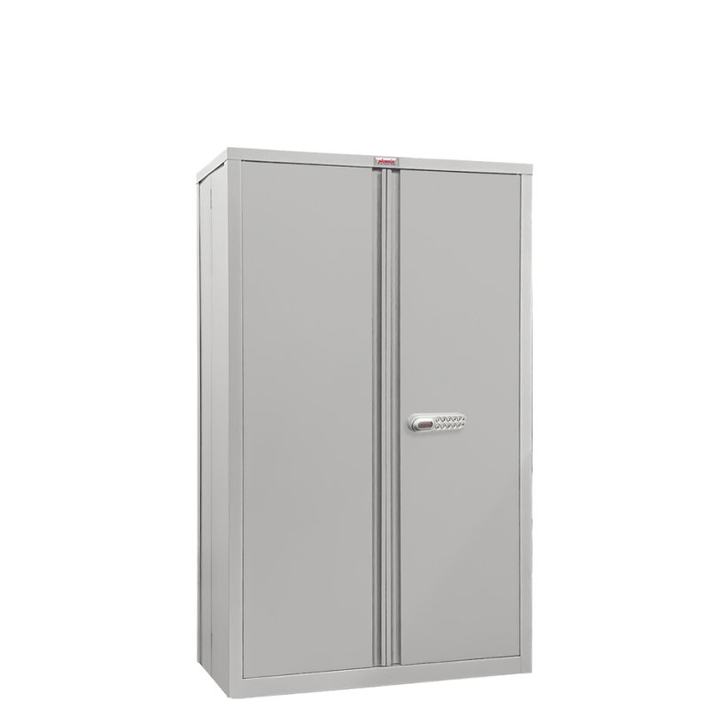 Phoenix armoire d'archivage pliable en acier, 3 tablettes, serrure électronique, gris clair