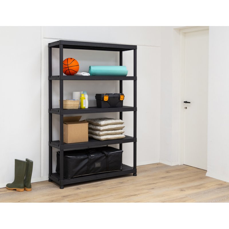 PAPERFLOW rayonnage multifonctionnel, 5 tablettes, noir, 1200×400×1800 mm