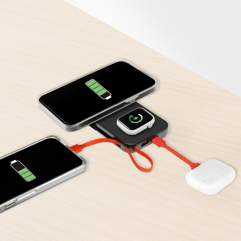 LogiLink magnetic power bank, 10,000 mAh, USB-A/USB-C, black/orange