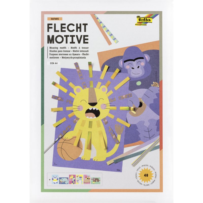 folia braiding motifs Safari, A4, 150 g/m², 48 pieces