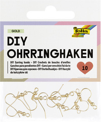folia DIY earring hooks, 20 x 18 mm, gold, 10 pieces