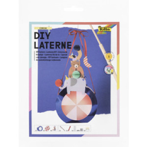 folia DIY lampionnen knutselset circus, metallic-blauw, incl. lampionstok en decolicht