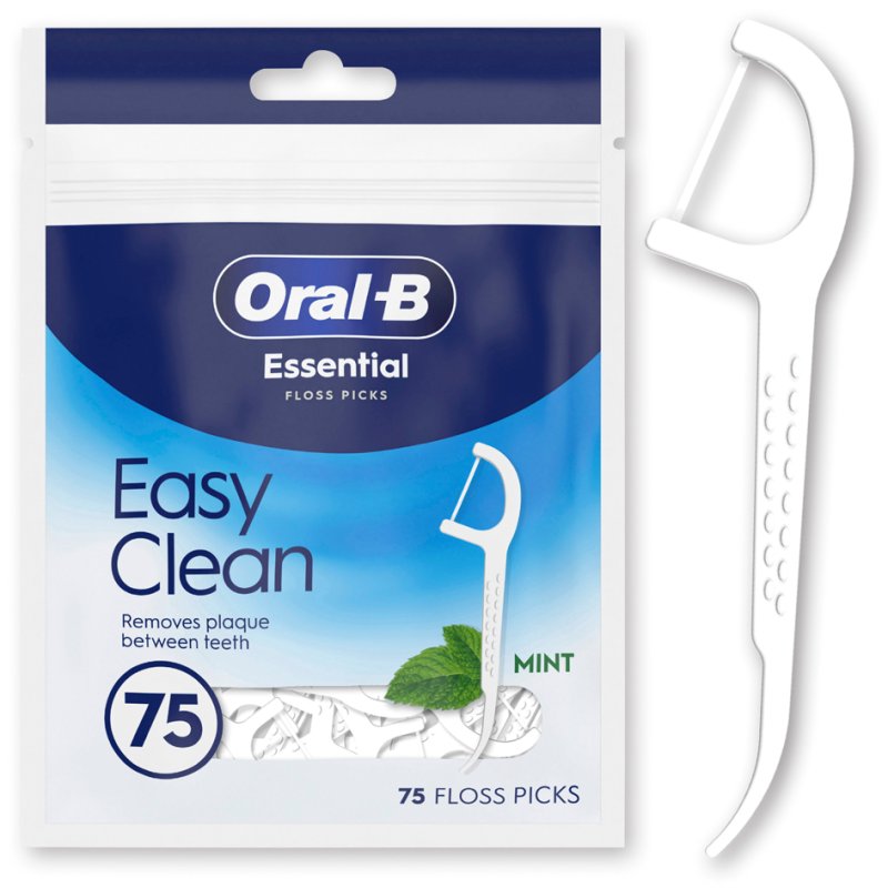 Oral-B tandenstokers Essential Floss, munt, 75 stuks