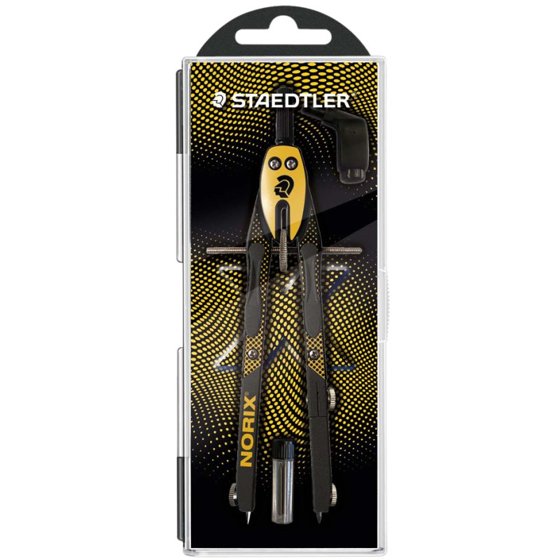 STAEDTLER compass NORIX 555, yellow, metal, push-button, 350 mm