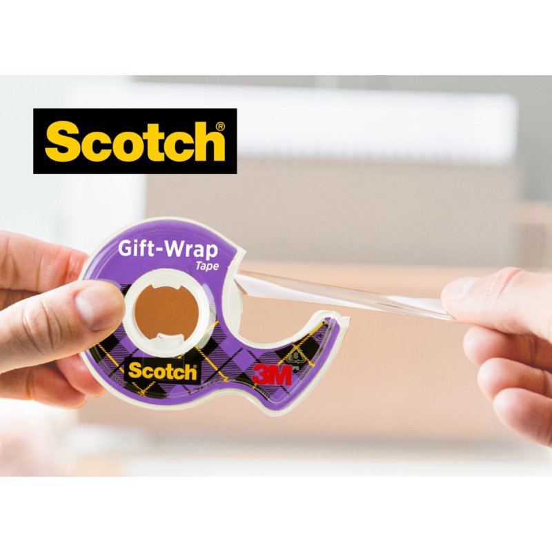 Scotch Ruban Cadeau GiftWrap, avec dérouleur manuel, 2 rouleaux 19 mm x 15 m
