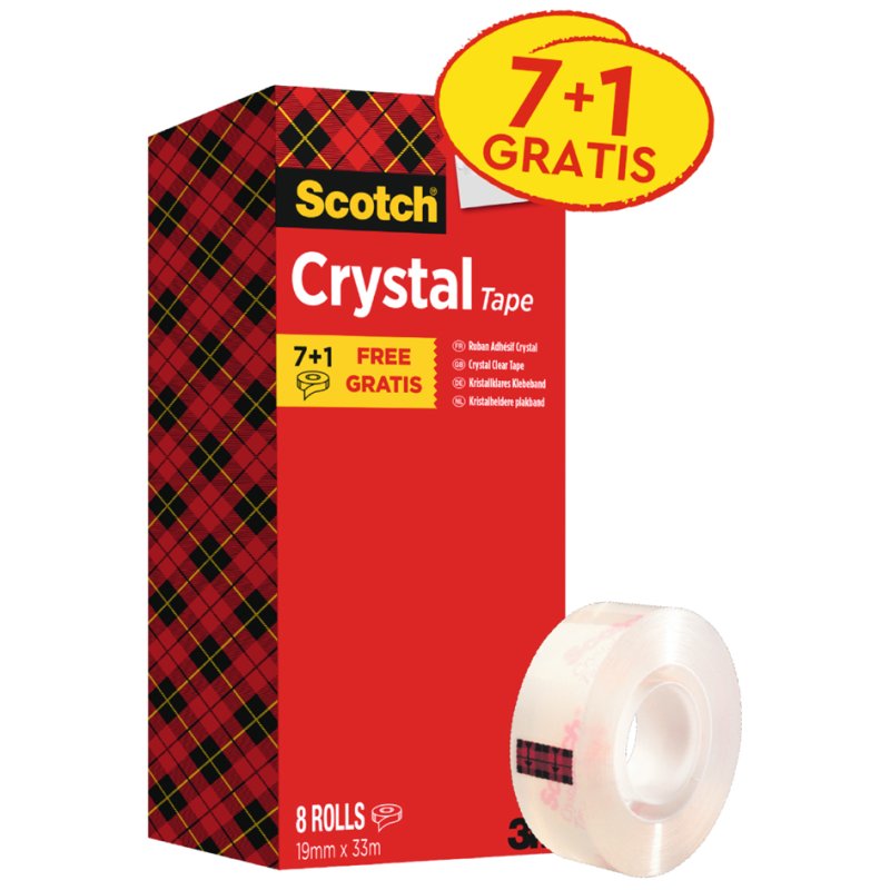 Scotch ruban adhésif Crystal Clear, 19 mm × 33 m, 14 rouleaux