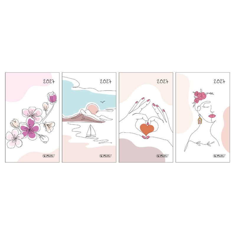 herlitz Book Diary Slimtimer 2027, 1 week on 2 pages, hardcover, assorted motifs