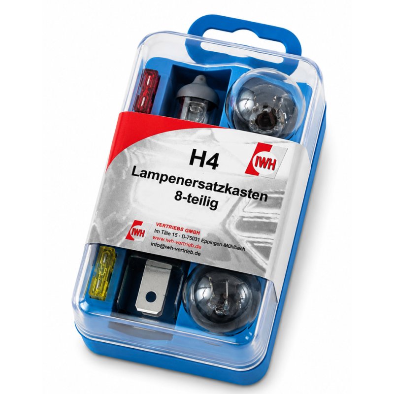 IWH coffret de rechange ampoules H4, 8 pièces, kit ampoules complet, E-approbation