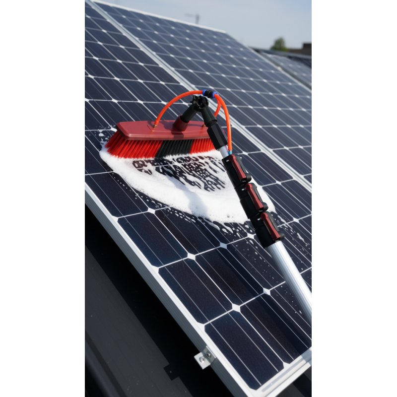 IWH Brosse panneau solaire, manche télescopique aluminium, 3500 mm, avec distributeur de shampooing