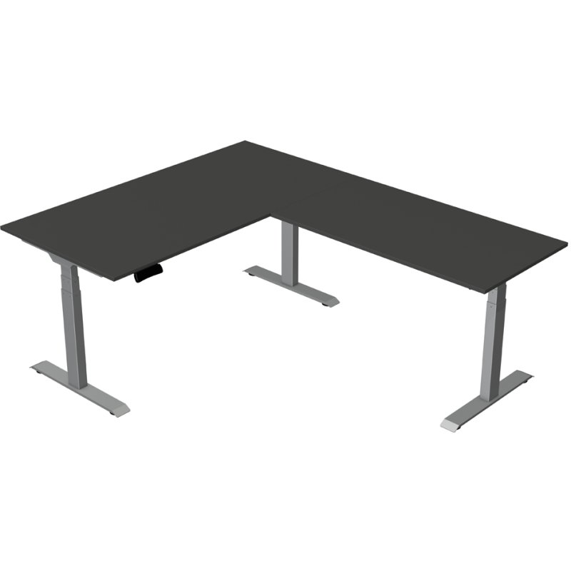kerkmann Bureau assis-debout Move New Base avec rallonge, gris clair, 140x80x62-127 cm, hauteur électriquement réglable