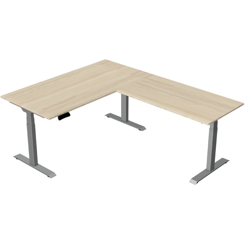 kerkmann Bureau assis-debout Move New Base avec rallonge, gris clair, 140x80x62-127 cm, hauteur électriquement réglable