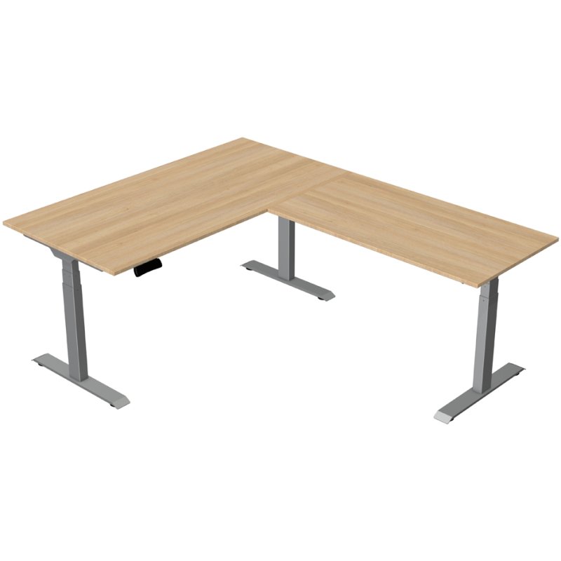 kerkmann Bureau assis-debout Move New Base avec rallonge, gris clair, 140x80x62-127 cm, hauteur électriquement réglable
