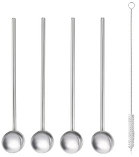 Metaltex cuillère à mélanger, argent, 200 mm, 4 pièces + brosse de nettoyage