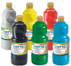 GIOTTO Gouacheverf SCHOOL PAINT, 1000 ml, gekleurd gesorteerd, 6 stuks