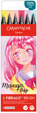 CARAN D'ACHE brushstiften FIBRALO Brush MANGA, 6 stuks, 0,5-5 mm, gerecycled kunststof