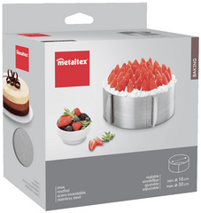 Metaltex Viennoise T cake ring, silver, stainless steel, adjustable 160-300 mm