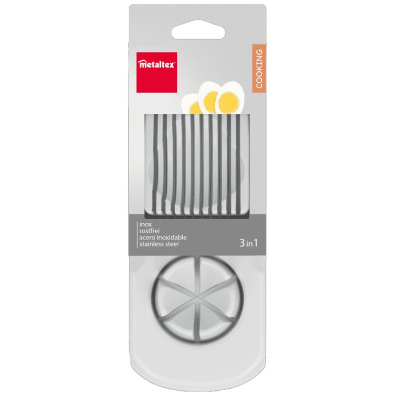 metaltex Universal E egg slicer, stainless steel, white