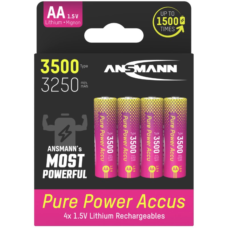 ANSMANN Pure Power rechargeable battery AA 1.5V, 3500 mAh, 4 pieces