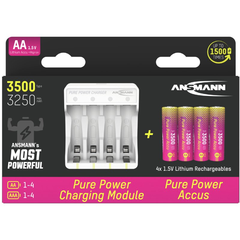 ANSMANN ladegeraat Pure Power, wit, USB-C, 4x AA accu