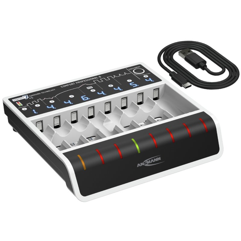 ANSMANN Comfort Professional 8 fast charger, white/black, AAA/AA batteries