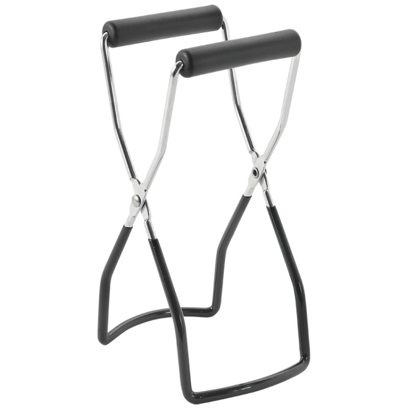 metaltex Glass jar lifter, chrome-plated stainless steel, heat-resistant grip, silver/black