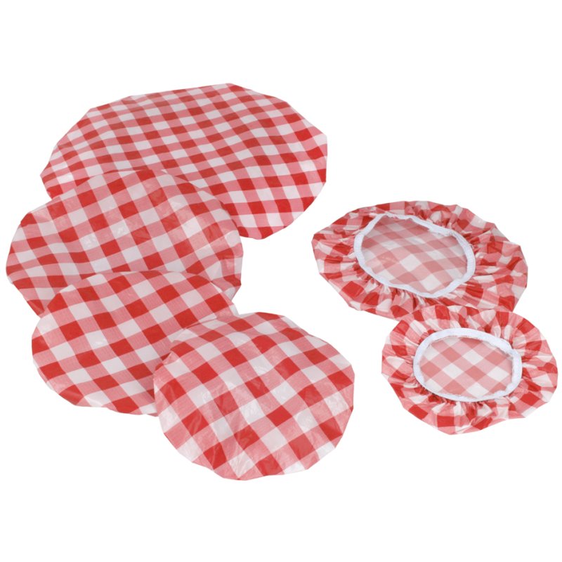 metaltex Pan covers, plastic, checked red/blue, set of 6 sizes