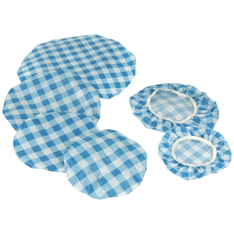 metaltex Pan covers, plastic, checked red/blue, set of 6 sizes