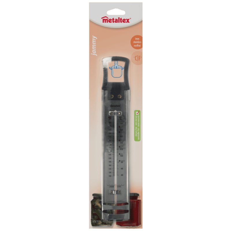 metaltex Thermomètre de cuisson et sucre 'Jammy', argent, inox et verre, jusqu'à 200°C