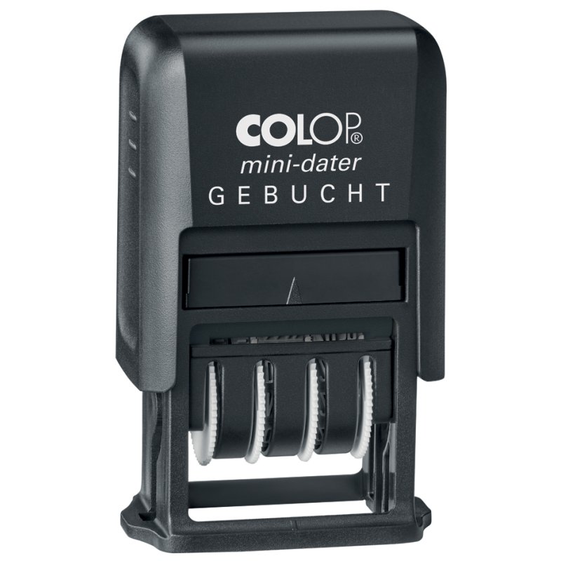 COLOP tampon dateur Mini-Dater S 1 'GEBUCHT', auto-encreur, noir, format d'impression 25 x 12 mm