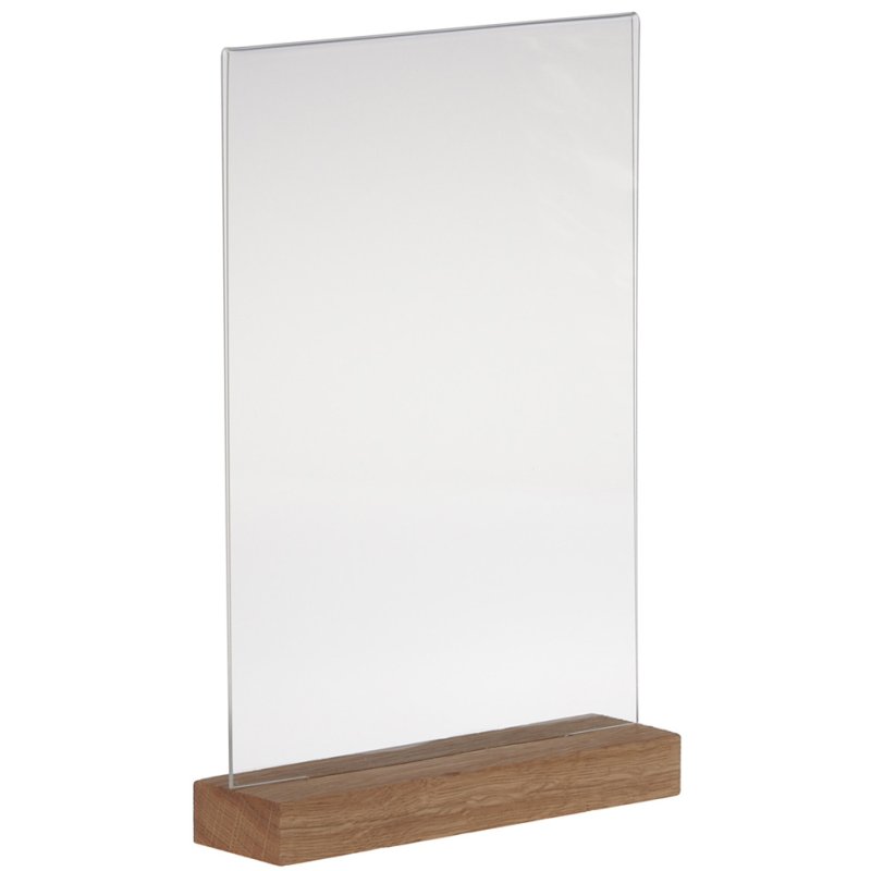 EUROPEL table stand A4, crystal-clear acrylic, wooden base