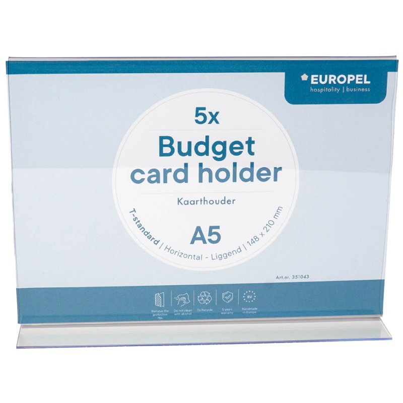 EUROPEL Budget table stand, DIN A5 landscape, acrylic, 5 pieces
