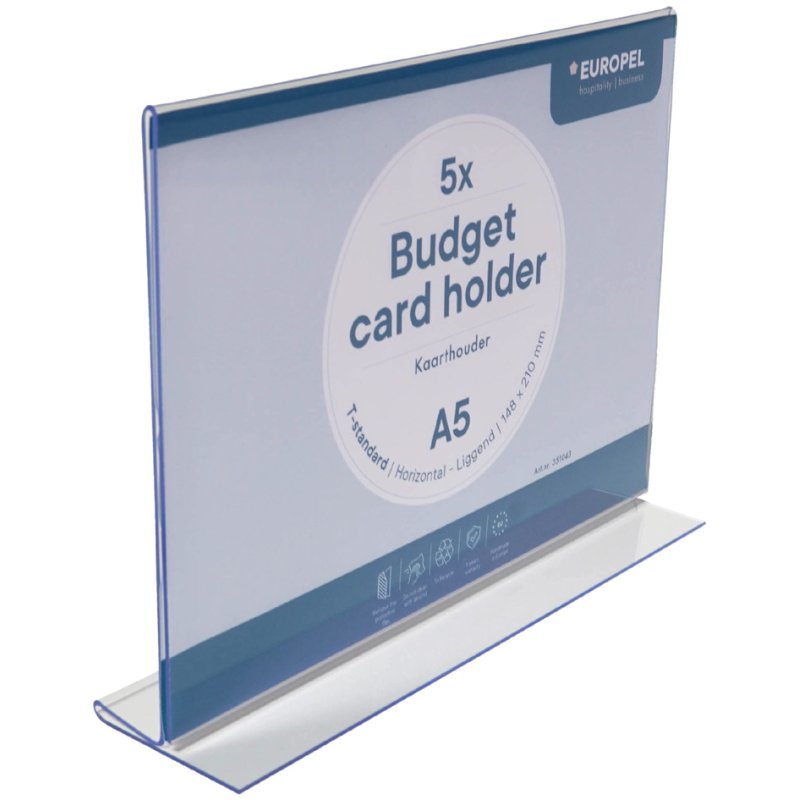 EUROPEL Budget table stand, DIN A5 landscape, acrylic, 5 pieces